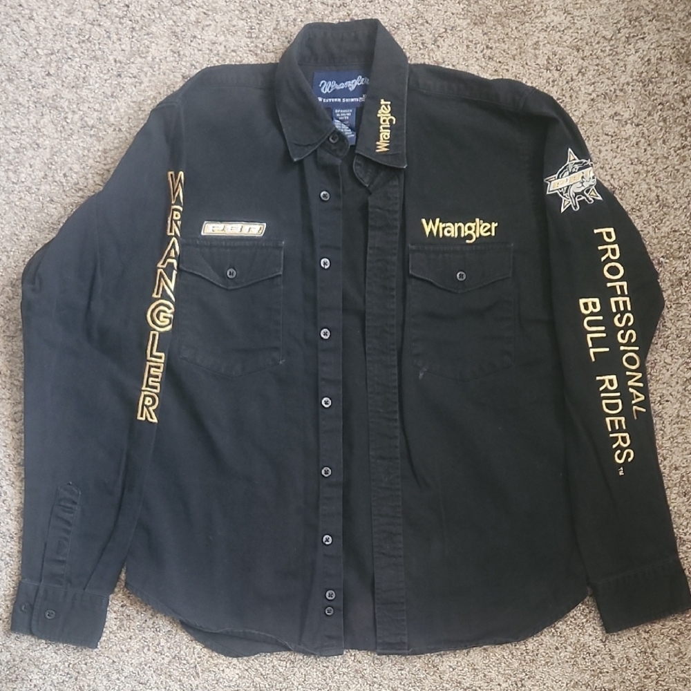 Wrangler Black Shirt with Gold Embroidery